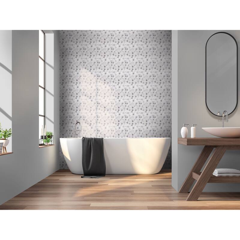 The Tile Life Santorini Honeycomb 1x1 Carrara Marble Floor & Wall Tile