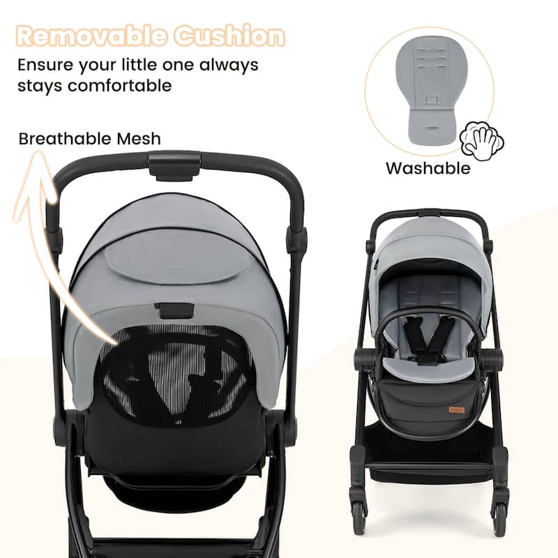 Babyjoy Baby Stroller Foldable Infant Pram Stroller with Reclining - See Details