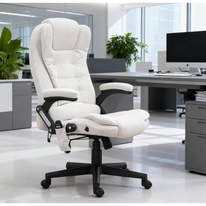 High Back Executive Office Chair with Reclining Backrest, Padded Armrests and Remote