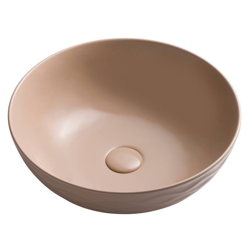 KRAUS Viva 16 1/2 inch Round Porcelain Ceramic Vessel Bathroom Sink