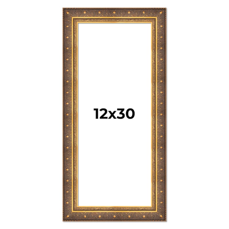 12x30 Frame Vintage Gold Solid Wood Picture Frame | 2.5 Inch Moulding