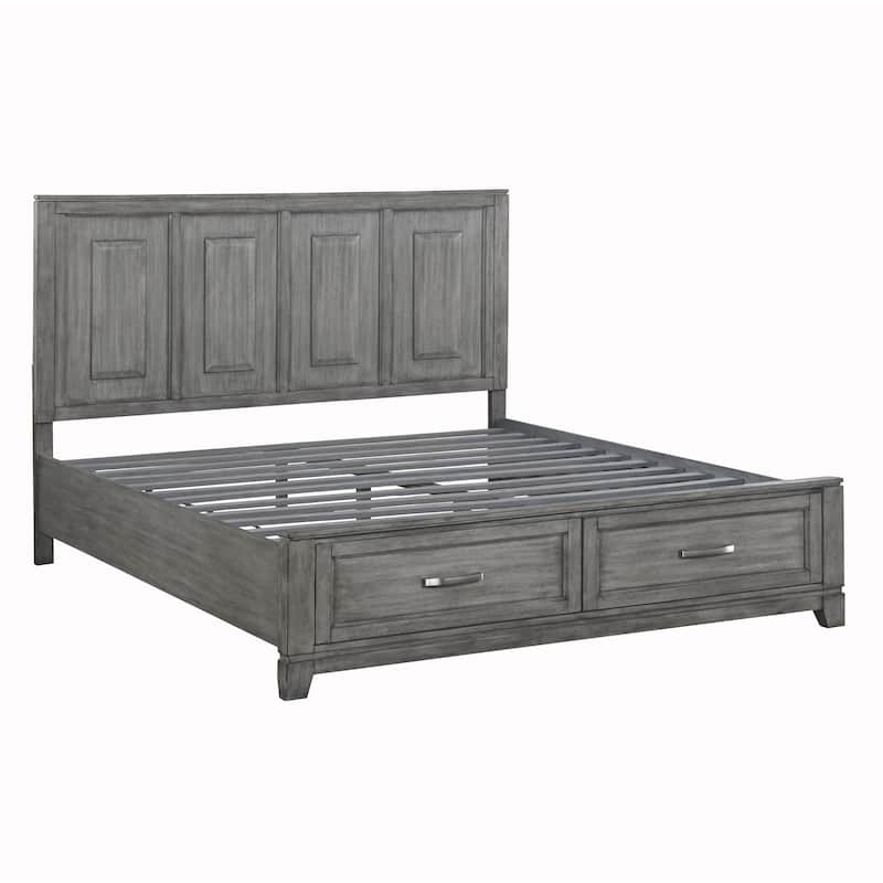 Gray Finish 3pc Bedroom Set Platform Storage Bed and Two Nightstands