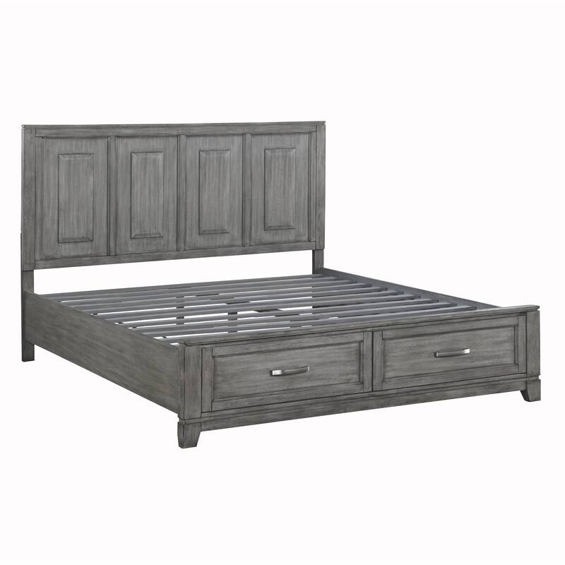 Rustic Gray Bedroom Furniture 3pc Bed Dresser Mirror Set
