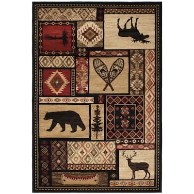 Lodge King Patchwork Rustic Bear Area Rug