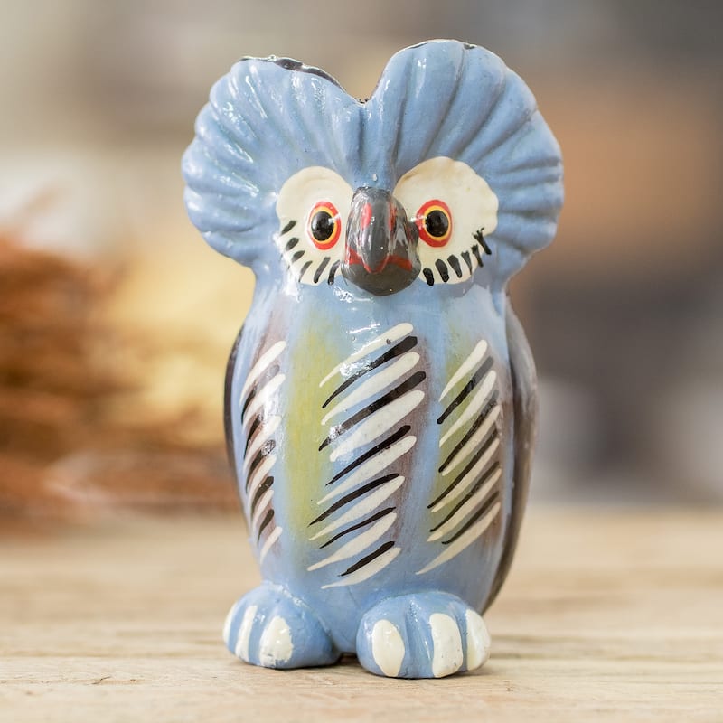 Novica Handmade Curious Tecolote Ceramic Figurine