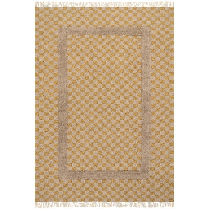 Carmeon Hamilton Memphis Modern Checkered Hand Woven Rug - 6' x 9' - Golden Yellow - Rectangle