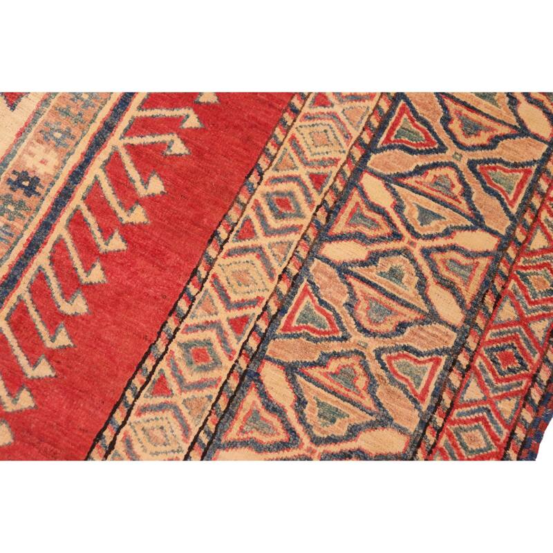 Rustic Super Kazak Cyrus Rust/Tan Hand Knotted Wool Rug - 6'11'' x 9'3''