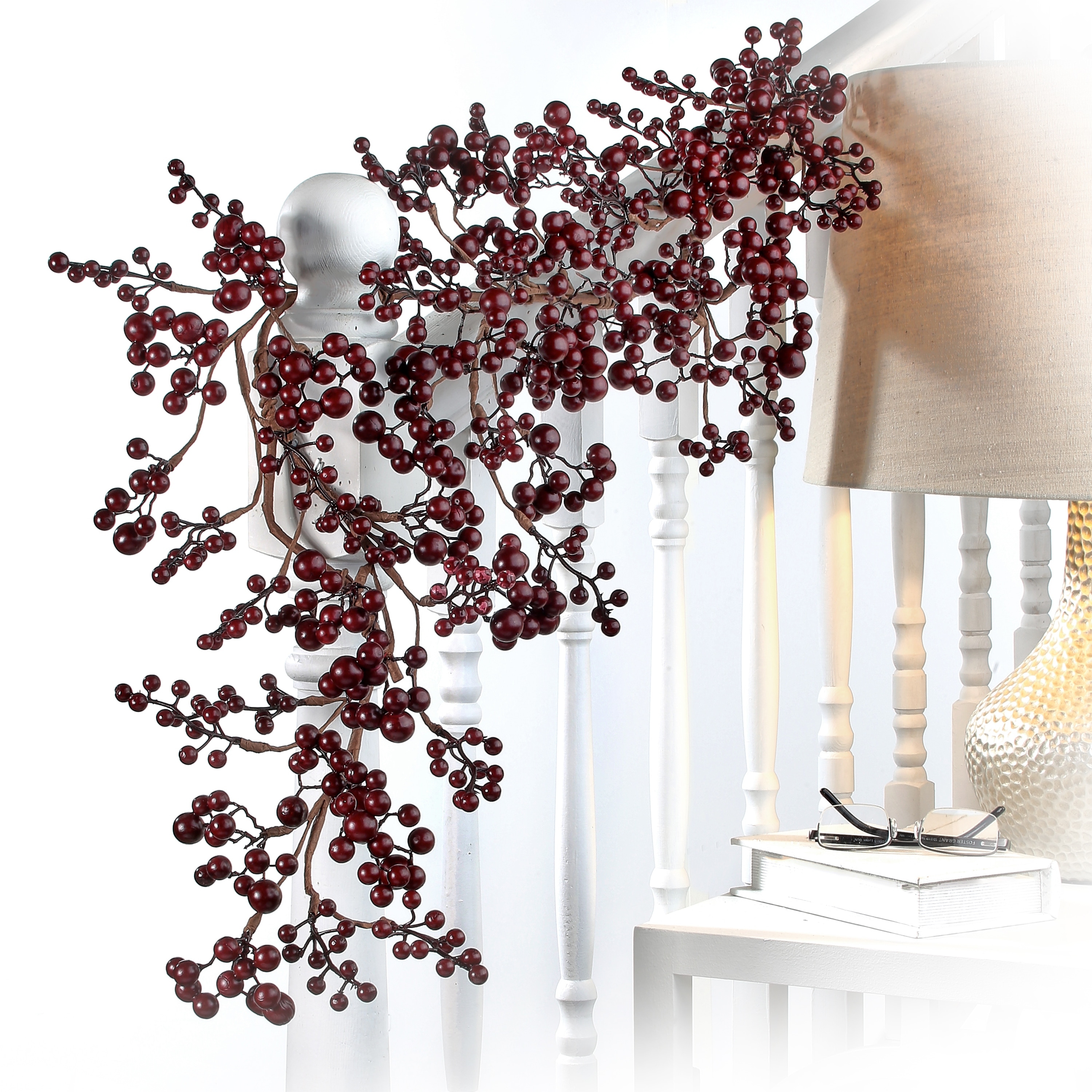 6' x 8 Burgundy Red Berry Artificial Christmas Garland- Unlit