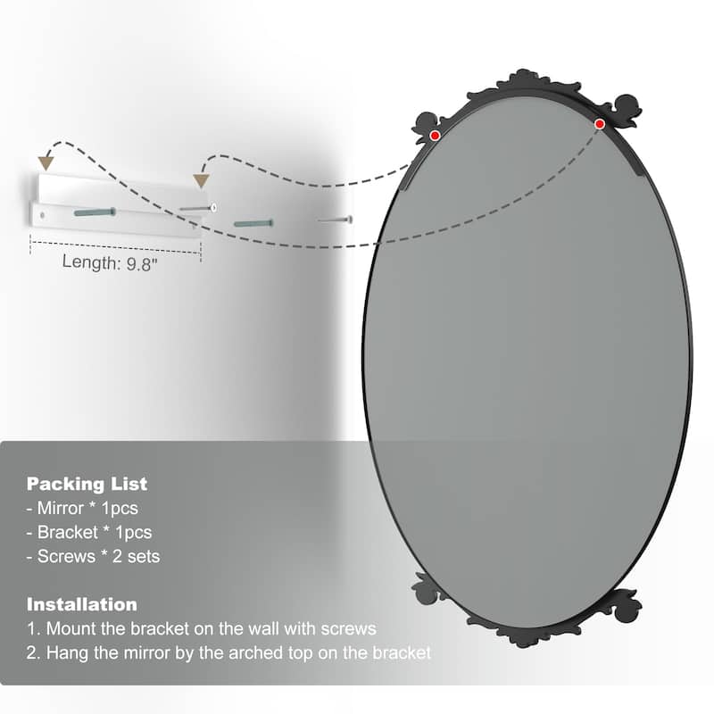 Oval Vintage Ornate Baroque Wall Mirror