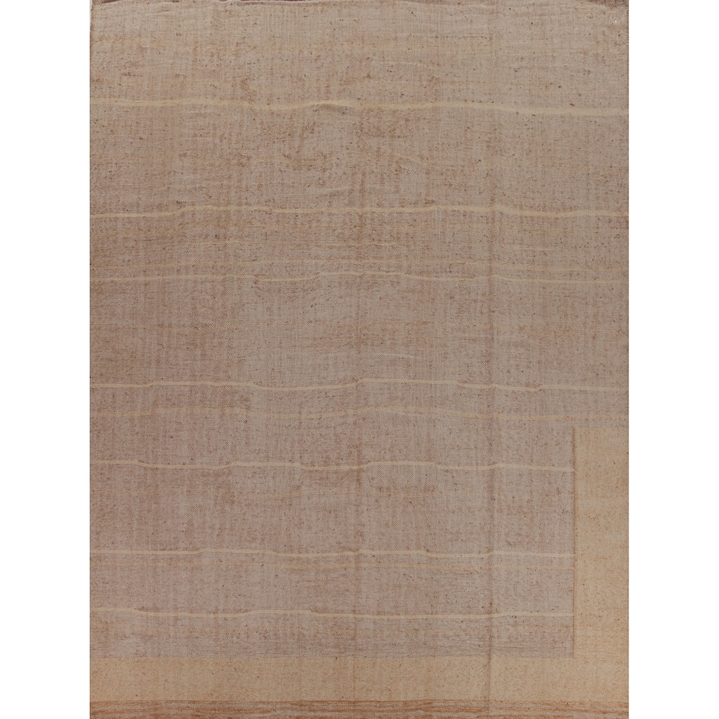 Hand Woven Oriental 100% Jute Carpet Southwestern Modern Brown Kilim Area Rug - 12' 5'' X 10' 4''