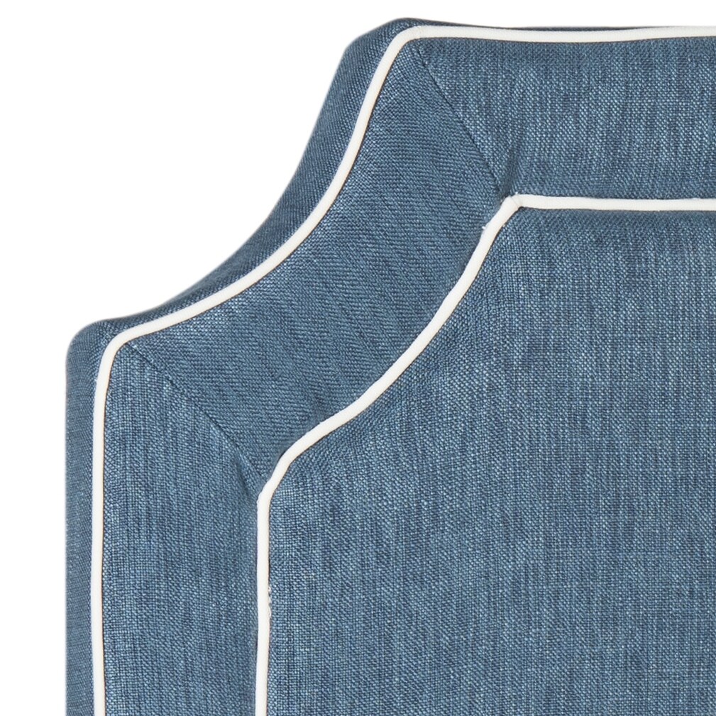 SAFAVIEH Dane Denim Blue White Piping Upholstered Headboard