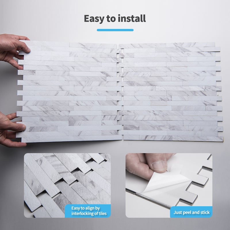 Art3d Peel and Stick Stone Backsplash Tile for Kitchen Bathroom(10 sq.ft/box)