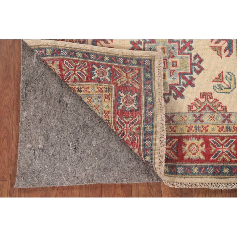 Geometric Kazak Foyer Rug Hand-Knotted Oriental Wool Carpet - 2'9" x 4'3"