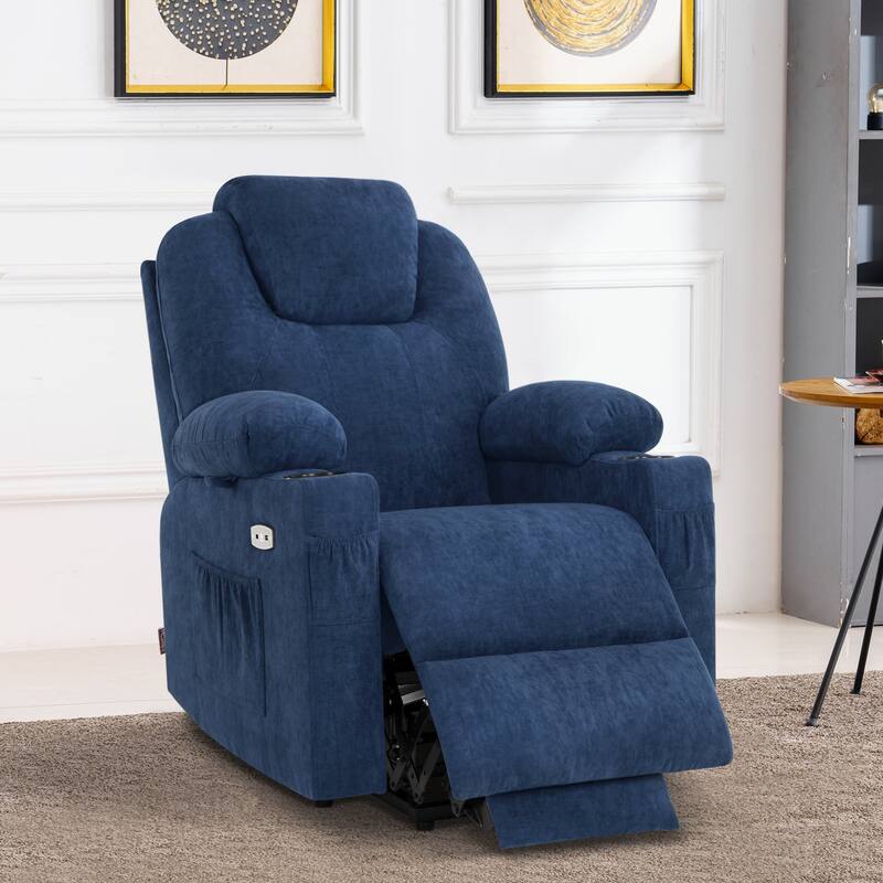 MCombo Small Power Lift Recliner Chair Sofa with Massage and Heat, 3 Positions and USB Ports Extended Footrest, Fabric 7141