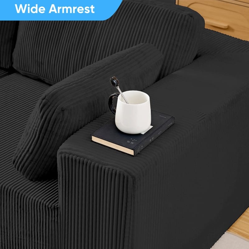 Mixoy 3-Pcs Free Combination Modular Sectional Sofas,Corduroy Compressed L-Shaped Sofa with Flexible Configuration - 3-Seater