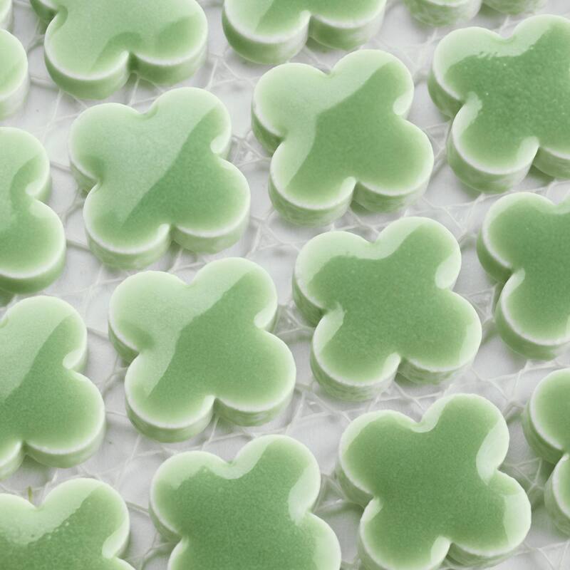 Merola Tile Fioretti Glossy Grass Green 12" x 12" Porcelain Floor and Wall Tile