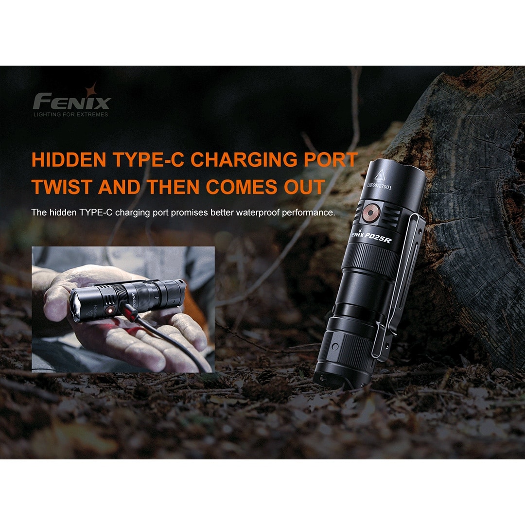 fenix 800 lumen flashlight PD25R Rechargeable EDC The improved Fenix LD22 V2.0 is a versatile flashlight with a sleek housing design Fenix PD25R LED Flashlight, Black,