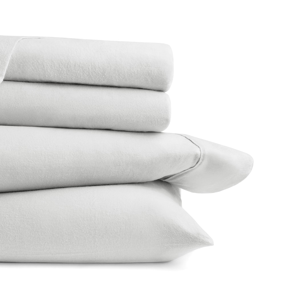 Becky Cameron 4 Piece Solid Cotton Brushed Flannel Deep Pocket Sheet Set