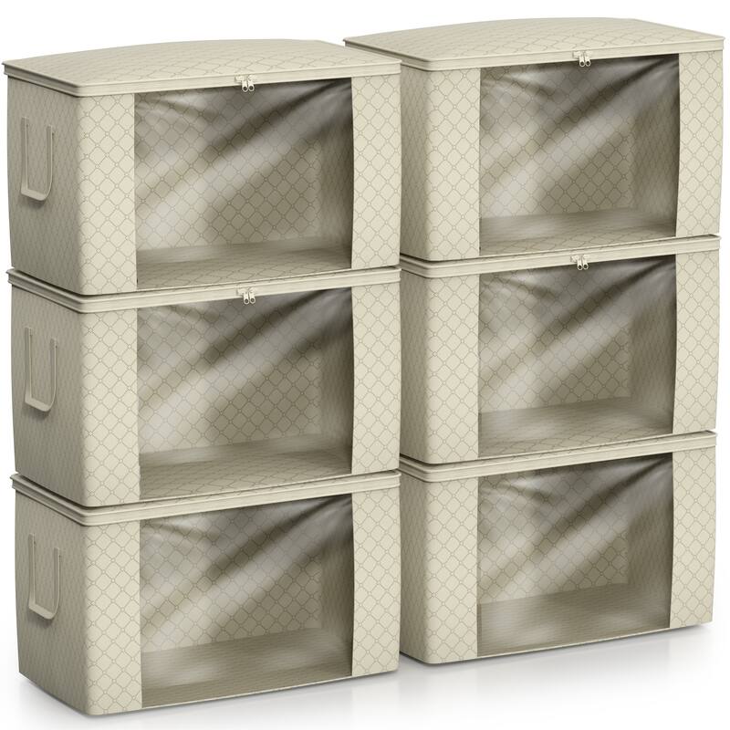 Sorbus Foldable Storage Bag Organizers, Large Clear Window & Carry Handles, Great for Clothes, Blankets, and More