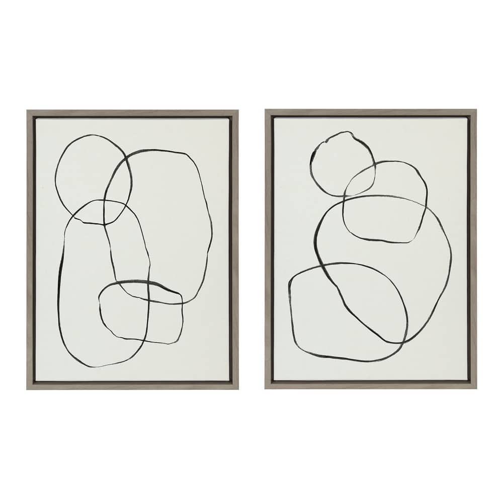 Kate and Laurel Sylvie Modern Circles Framed Canvas Set by Teju Reval