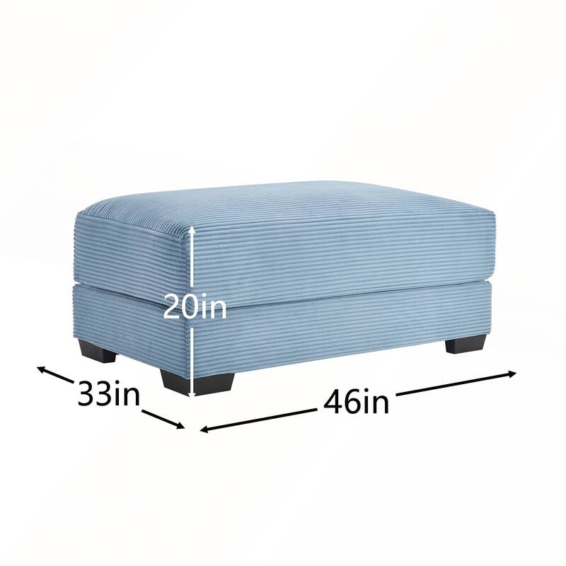 28 Inch Green Corduroy Ottoman with Extra-Wide Armrests and Durable High-Density Fabric for Comfortable Seating