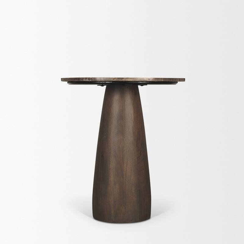 Allyson 32" Round Dark Brown wood w/ Cappuccino Marble Top Bistro Table - 32.0L x 32.0W x 36.0H