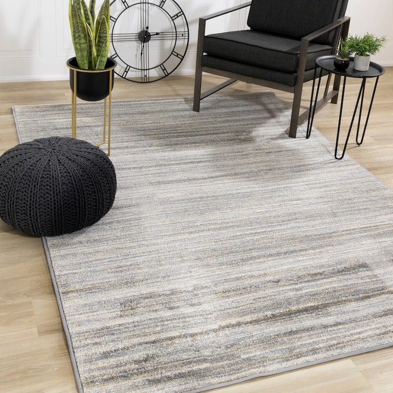 Dayton Collection - Grey/Cream/Beige Banded Rug