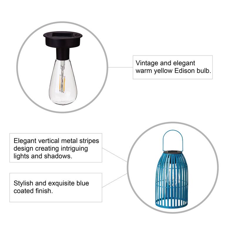 Glitzhome 9.75"H Metal Woven Solar Powered Outdoor Hanging Lantern