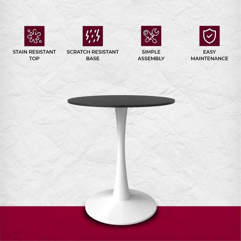 Bristol Modern Round Pedestal Dining Table with Scratch-Resistant Sintered Stone Top and Steel Base, Seats of 2-4