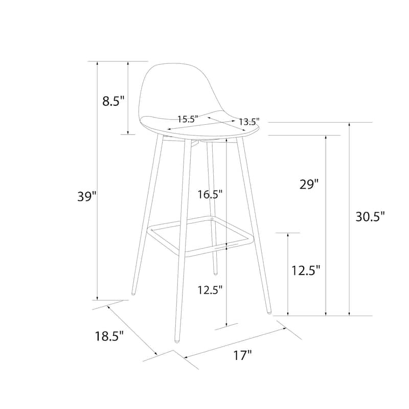 Avenue Greene Ciara Upholstered Bar Stool - 30" seat height