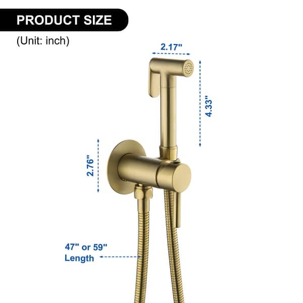 BATH FAMOLI Stainless Steel Bidet Spray Kit – 1/2 NPT Handheld Toilet Sprayer, Gold Finish, For Personal Hygiene & Pet Bathing