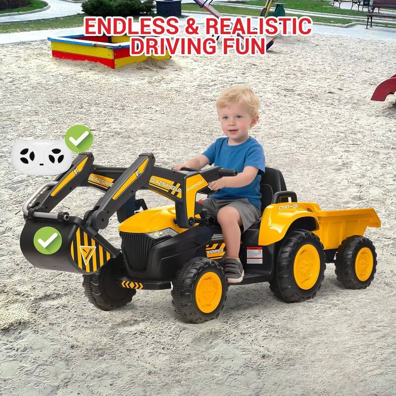 Electric Vehicles Ride On Car Toy with Remote Control, Digger for Kids Best Gifts