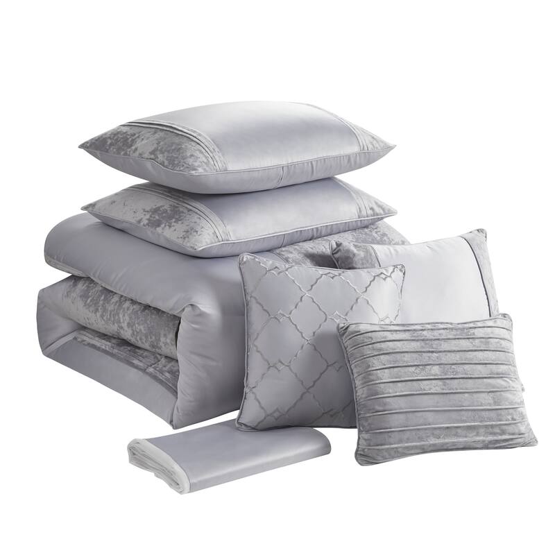 Sweet Home Collection Luna 7 Piece Crushed Velvet Comforter Set