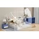 preview thumbnail 19 of 36, Full Size Metal Bed with Desk, House Bed Frame with Shelves and USB Ports
