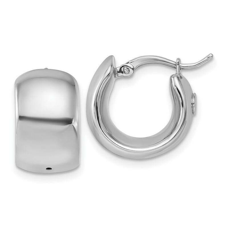 Curata 14k White Gold Polished Hoop Earrings - 15x15.5mm