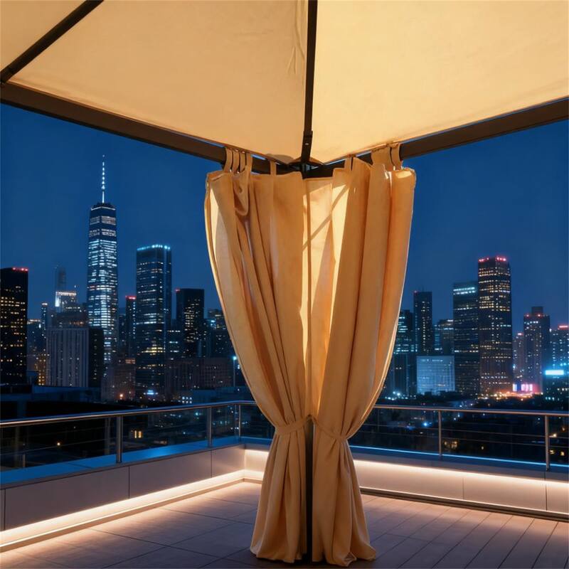 10' x 10' Steel Outdoor Patio Gazebo with Polyester Privacy Curtains