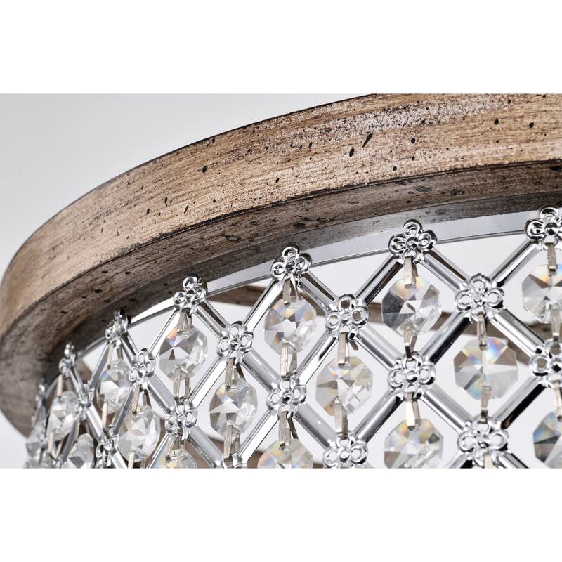 Denica 16 Inch Crystal Shade Semi Flush Mount 3-Light
