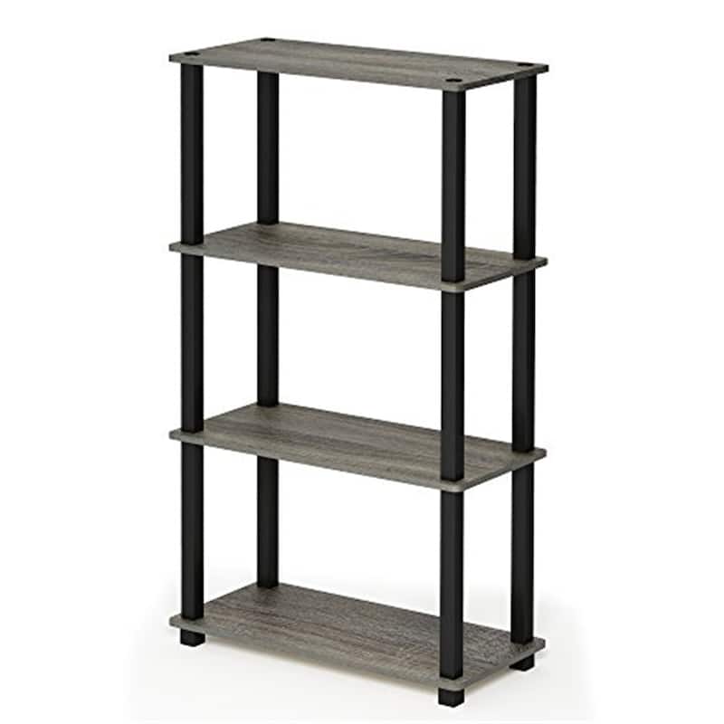 4 Tiers Wood Household Shelving Unit in French Oak/Black (23.58 in. W x 43.27 in. H x 11.61 in. D) - 23.58