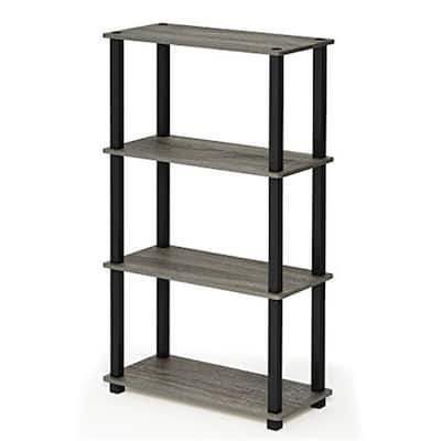 4 Tiers Wood Household Shelving Unit in French Oak/Black (23.58 in. W x 43.27 in. H x 11.61 in. D) - 23.58