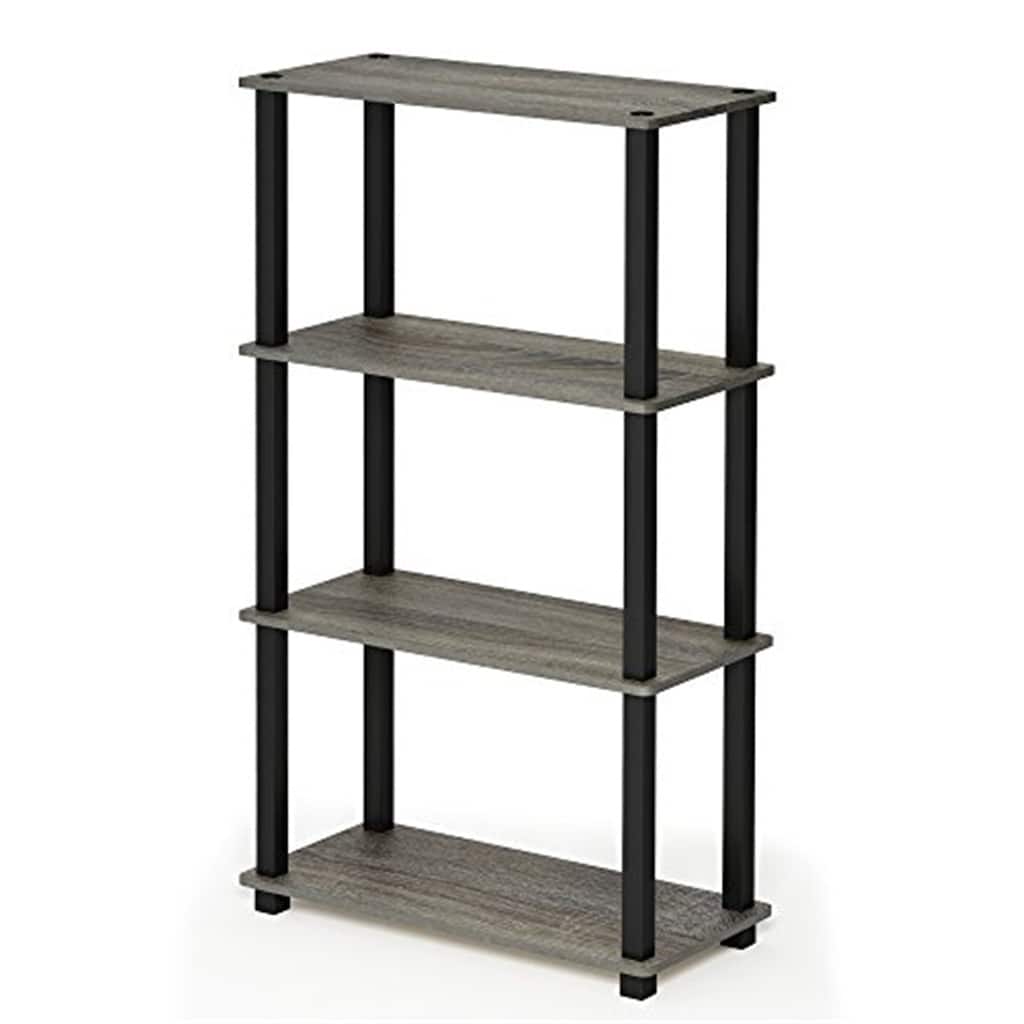 4 Tiers Wood Household Shelving Unit in French Oak/Black (23.58 in. W x 43.27 in. H x 11.61 in. D) - 23.58