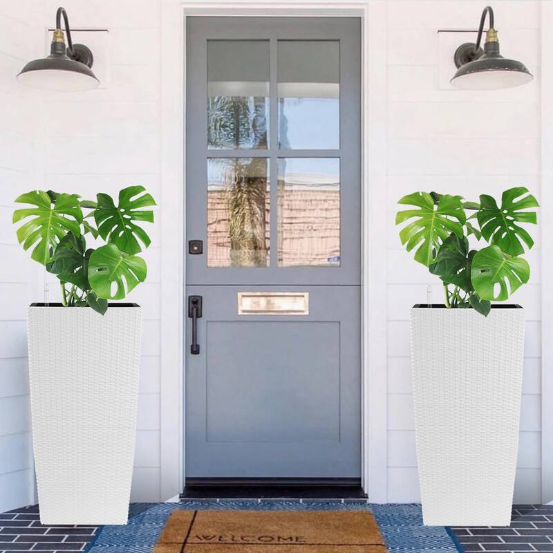 30" Tall Large Flower Pots Planter with Self-Watering Drainage Holes Inner Trays, Indoor Outdoor Plant Pot