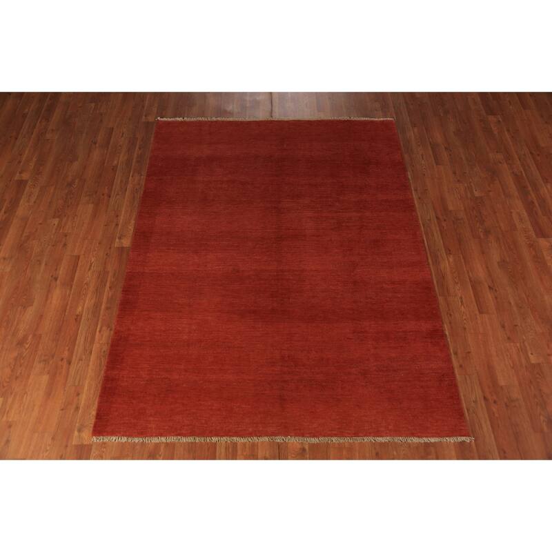 Modern Gabbeh Oriental Rug Hand-Knotted Wool Carpet - 5'0" x 6'6"