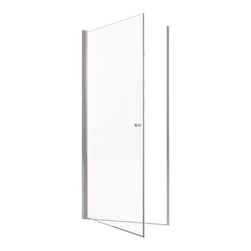 GDFStudio - Modern Semi-Frameless Circular Pivot Shower Door with 1/4" SGCC Tempered Glass, Magnetic Soft Close & Knob Handle