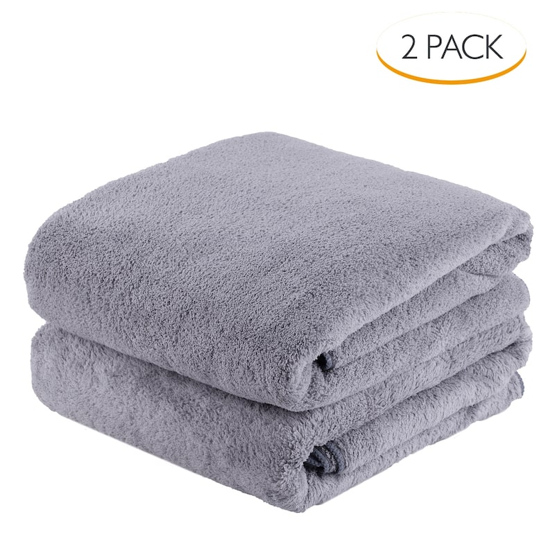 2 Pack Coral Fleece Towel Set Hotel SPA Bath Towels - Grey