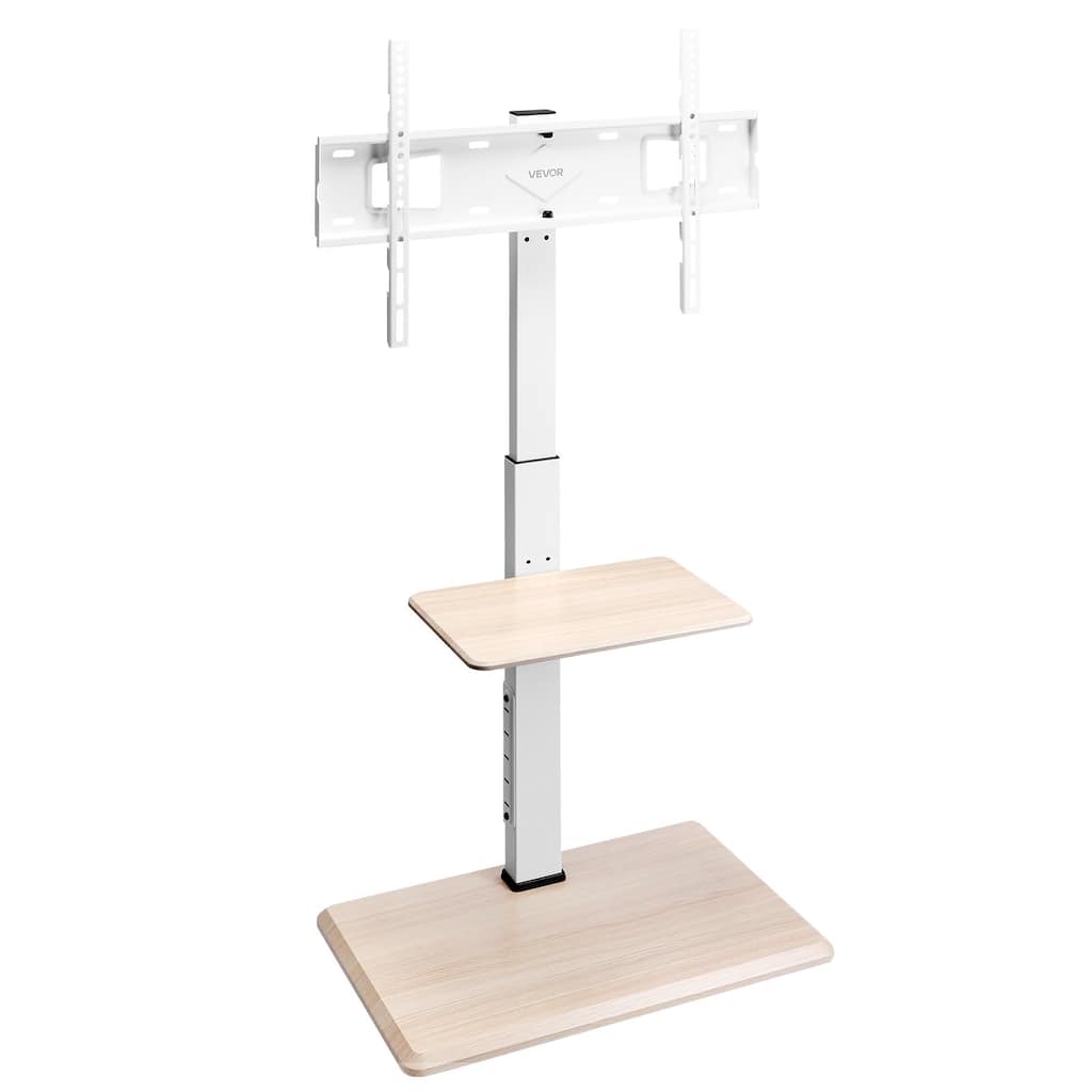 Adjustable TV Stand with Tray for 32-70 Inch TVs, Mobile Rolling Cart - 25.98 x 14.96 x 53.74 In.