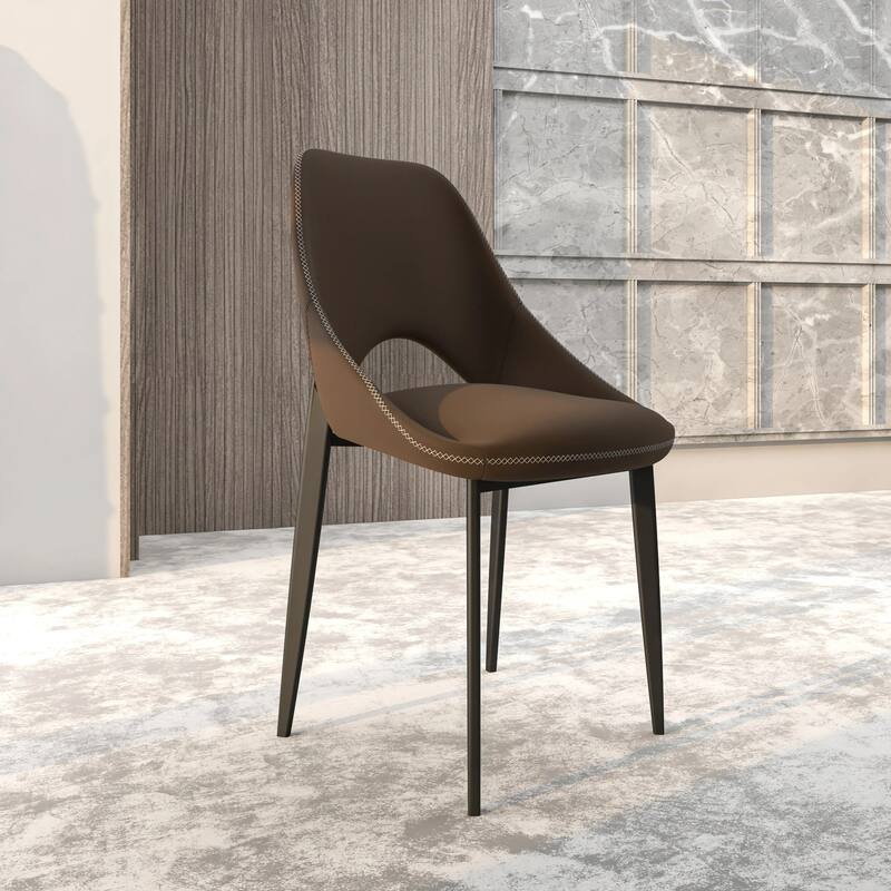 Amalfi Mid-Century Modern Upholstered Dining Chair - Open Back Side Chair with Metal Legs for Kitchen, Dining Room & Living Room
