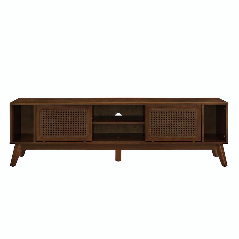 67.9 Inch Mid Century Modern Rattan TV Stand for TVs up to 75"