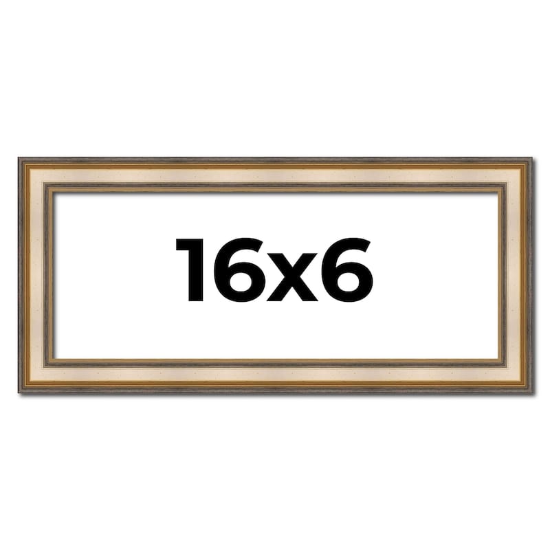 16x6 Frame Gold Solid Wood Shadow Box Width 1.5 Inches | Interior Frame Depth 2 3/8 Inches