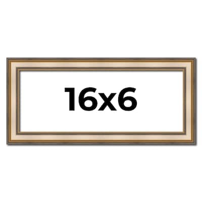 16x6 Frame Gold Solid Wood Shadow Box Width 1.5 Inches | Interior Frame Depth 2 3/8 Inches