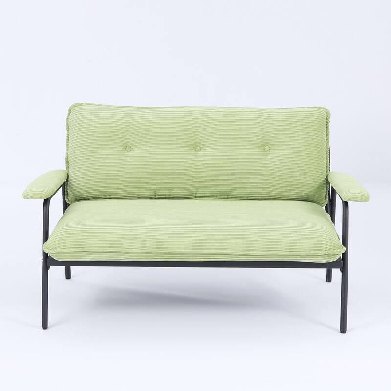The 53-inch beige sofa offers a spacious layout in the small apartment,easily handling various scenarios